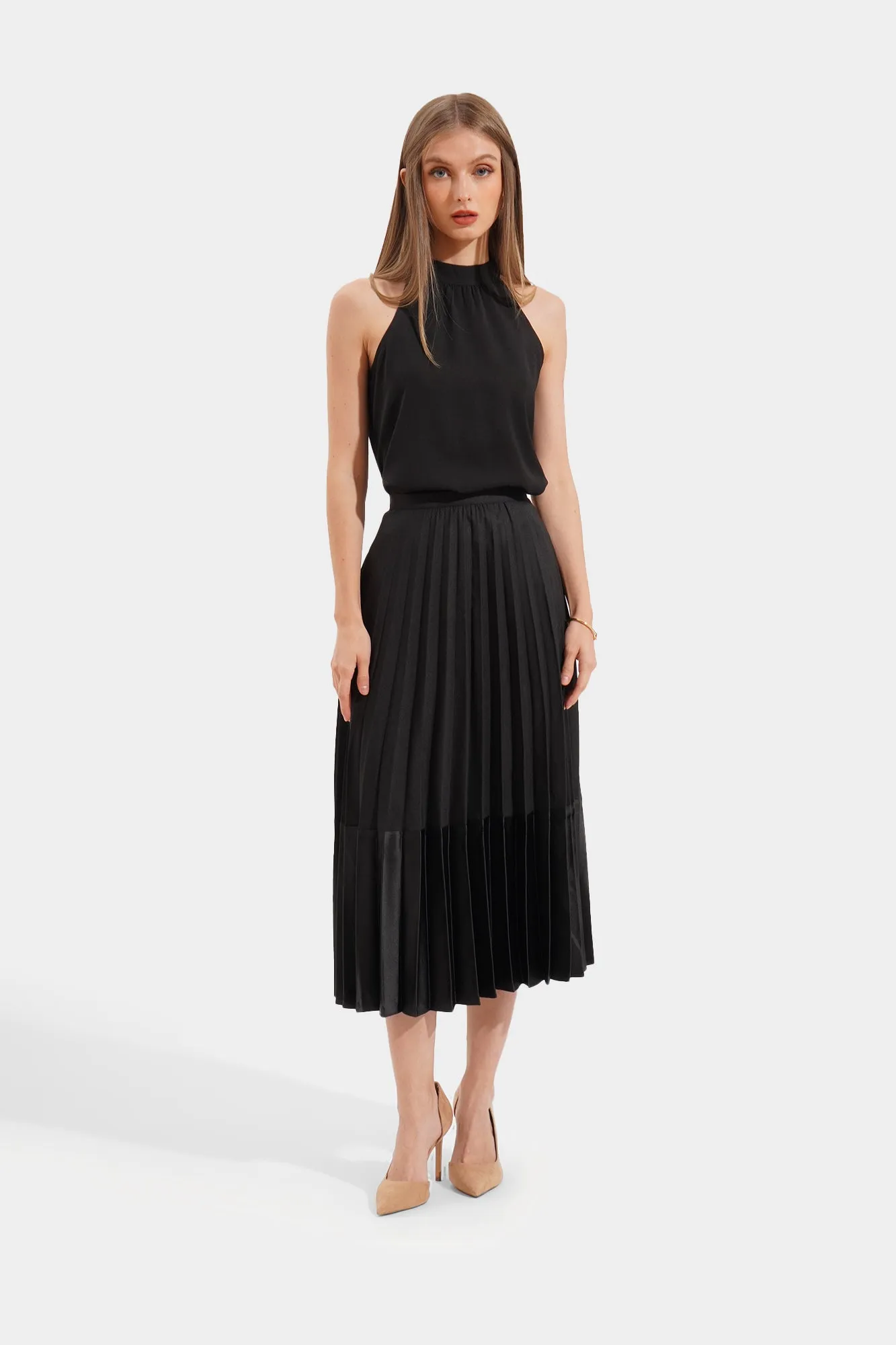 Pleated Midi Skirt