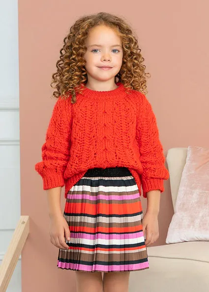 Poppy Striped Pleated Girl's Skirt - Select Size