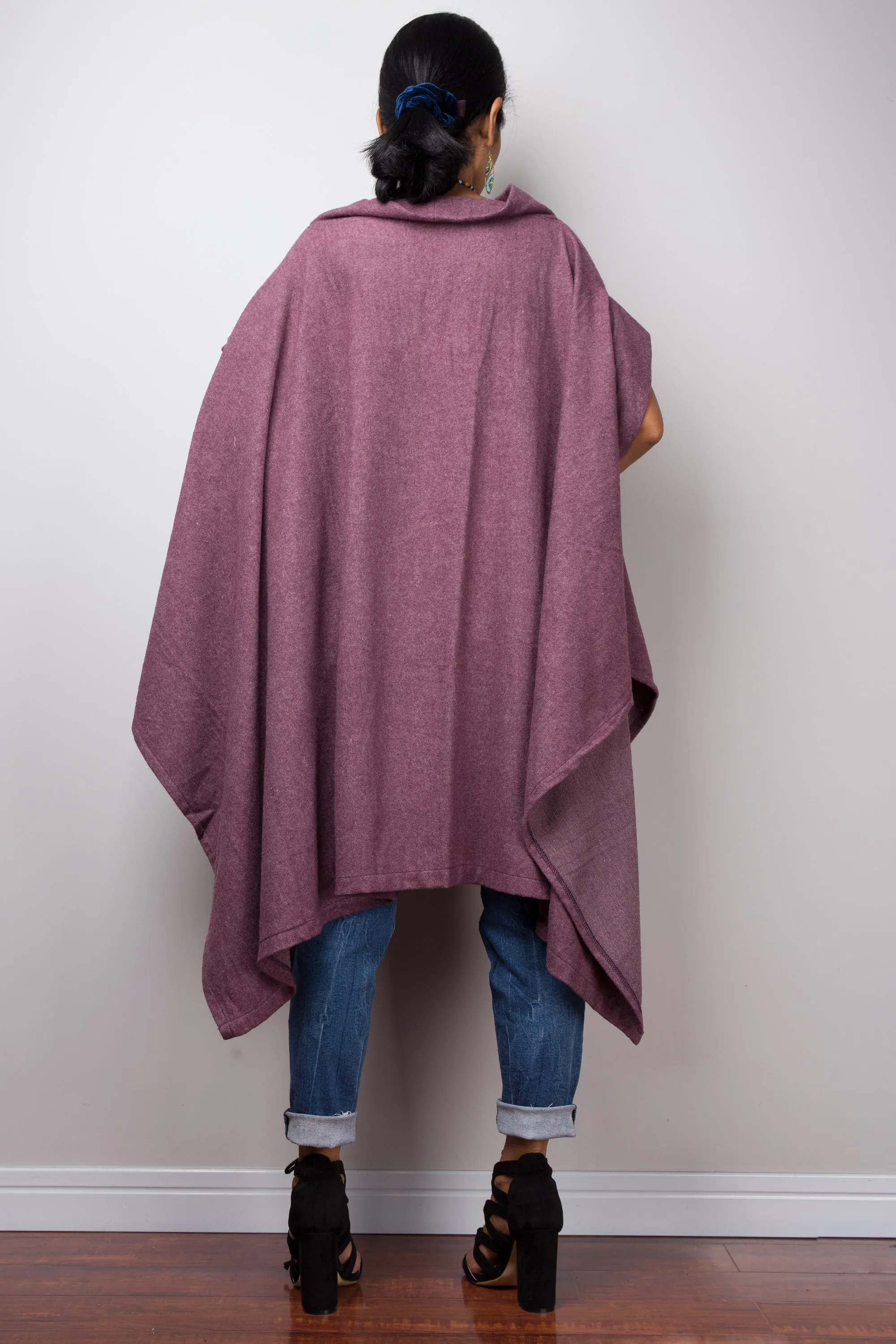 Purple Poncho Cape Sweater