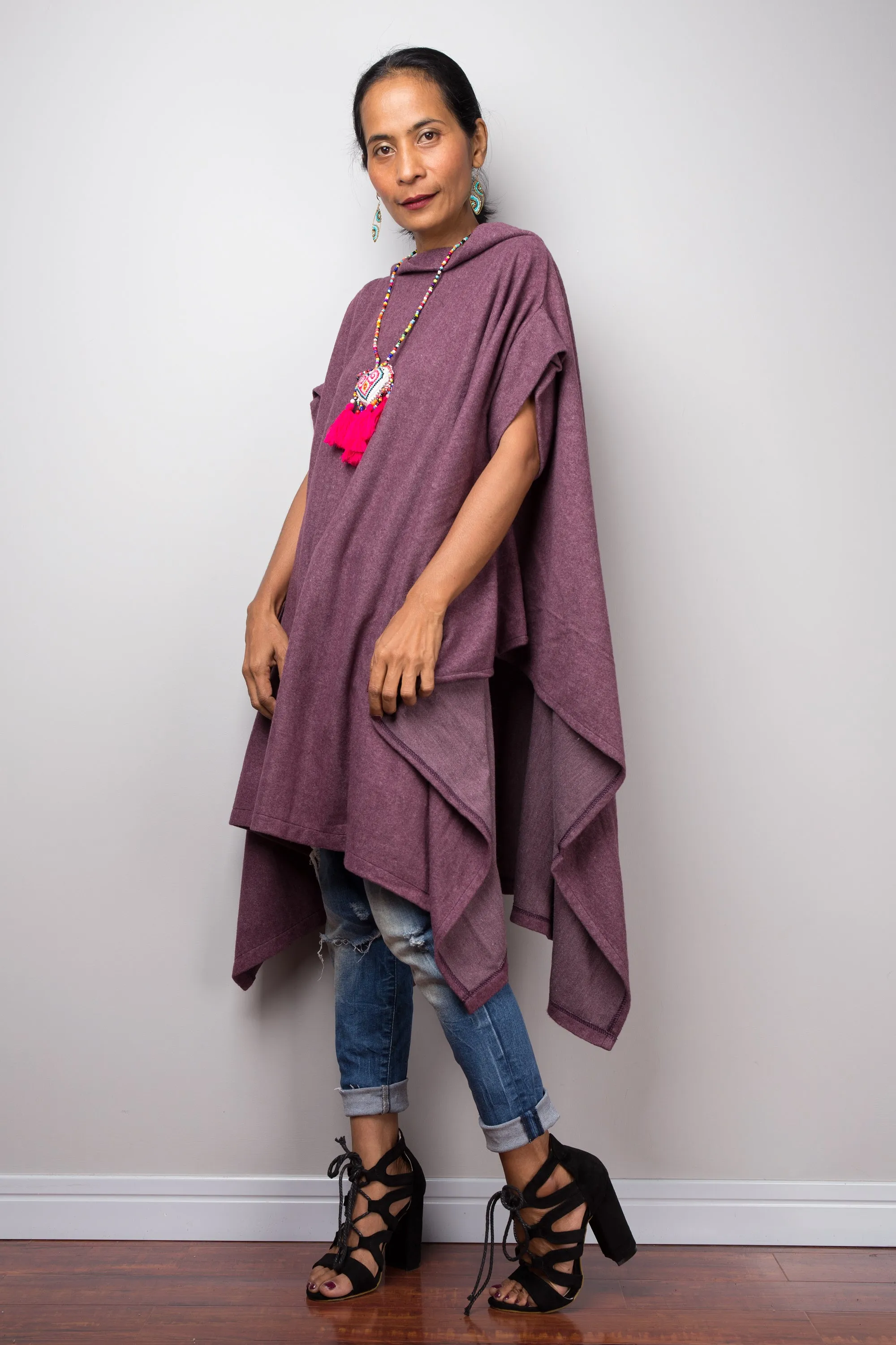 Purple Poncho Cape Sweater