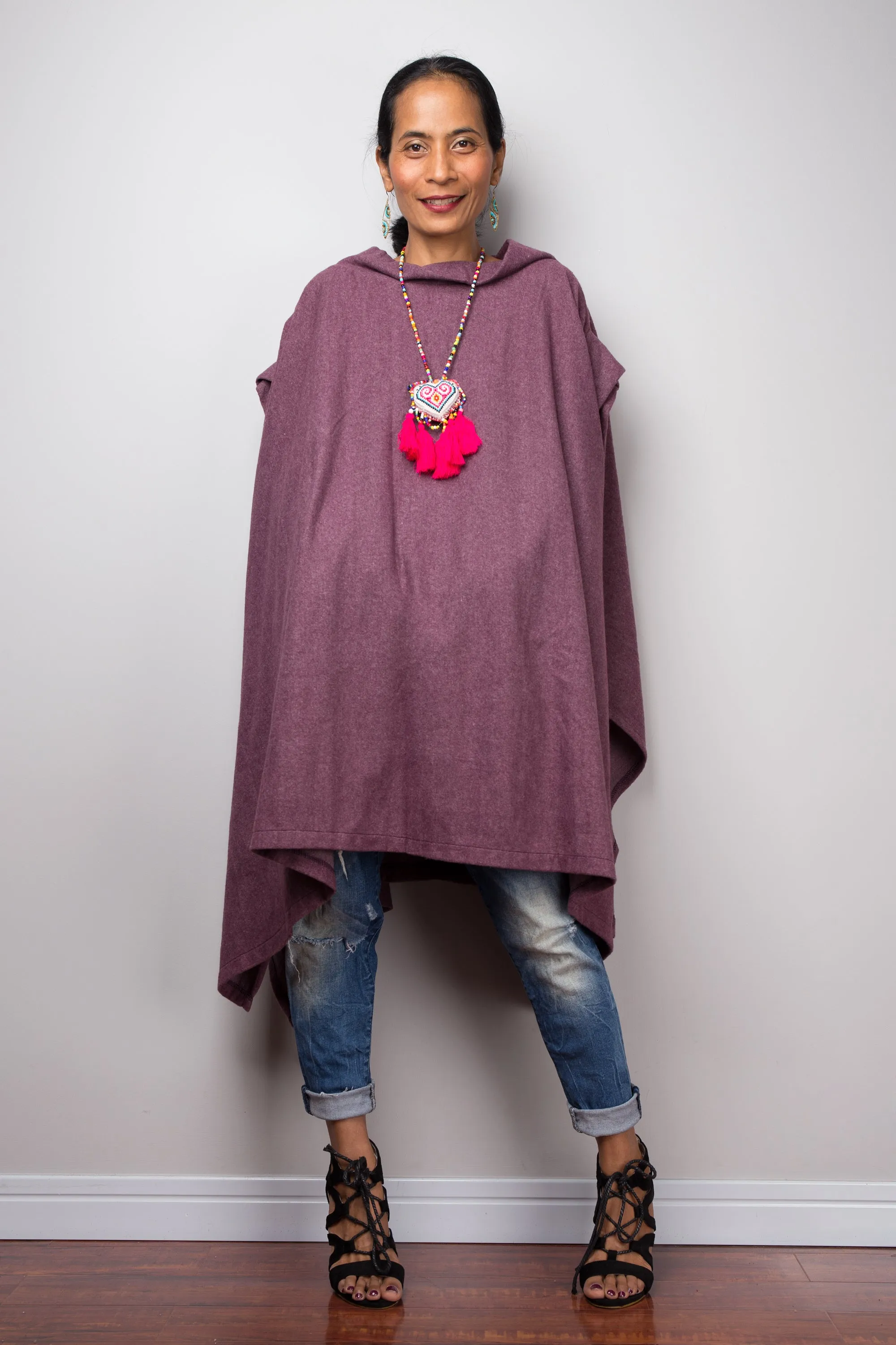 Purple Poncho Cape Sweater