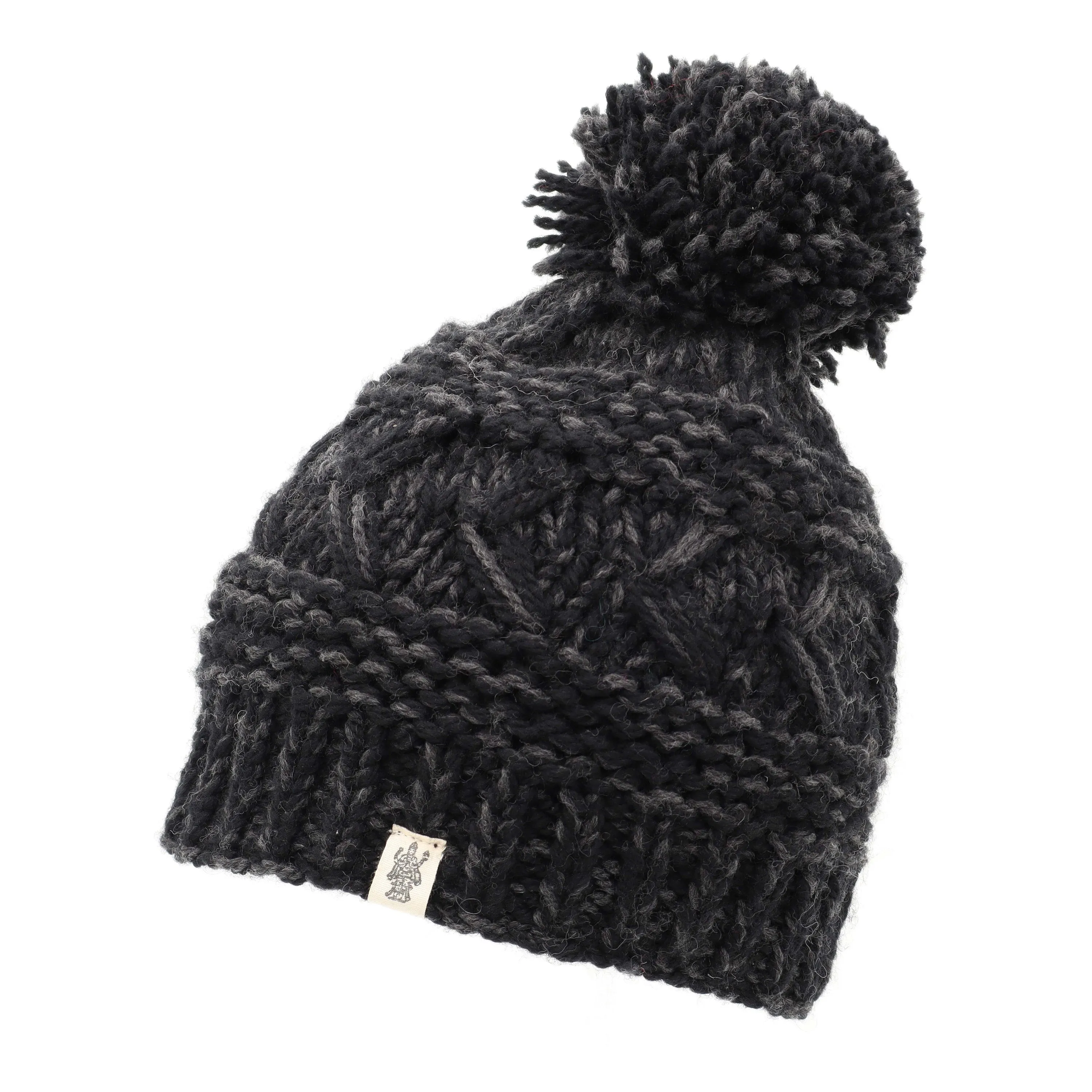 Reverse Cross Pom Pom Hat