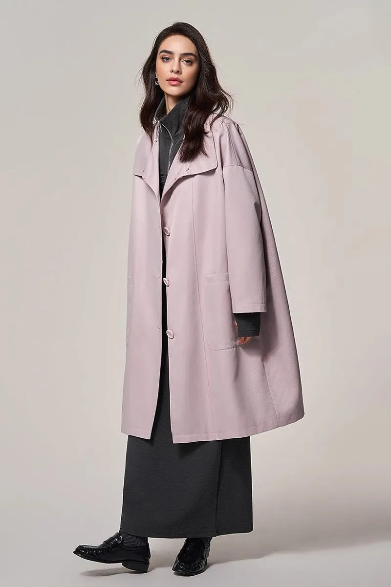 Rex Rabbit Fur Lined Shawl Collar Parka Coat with Detachable Fox Fur Collar