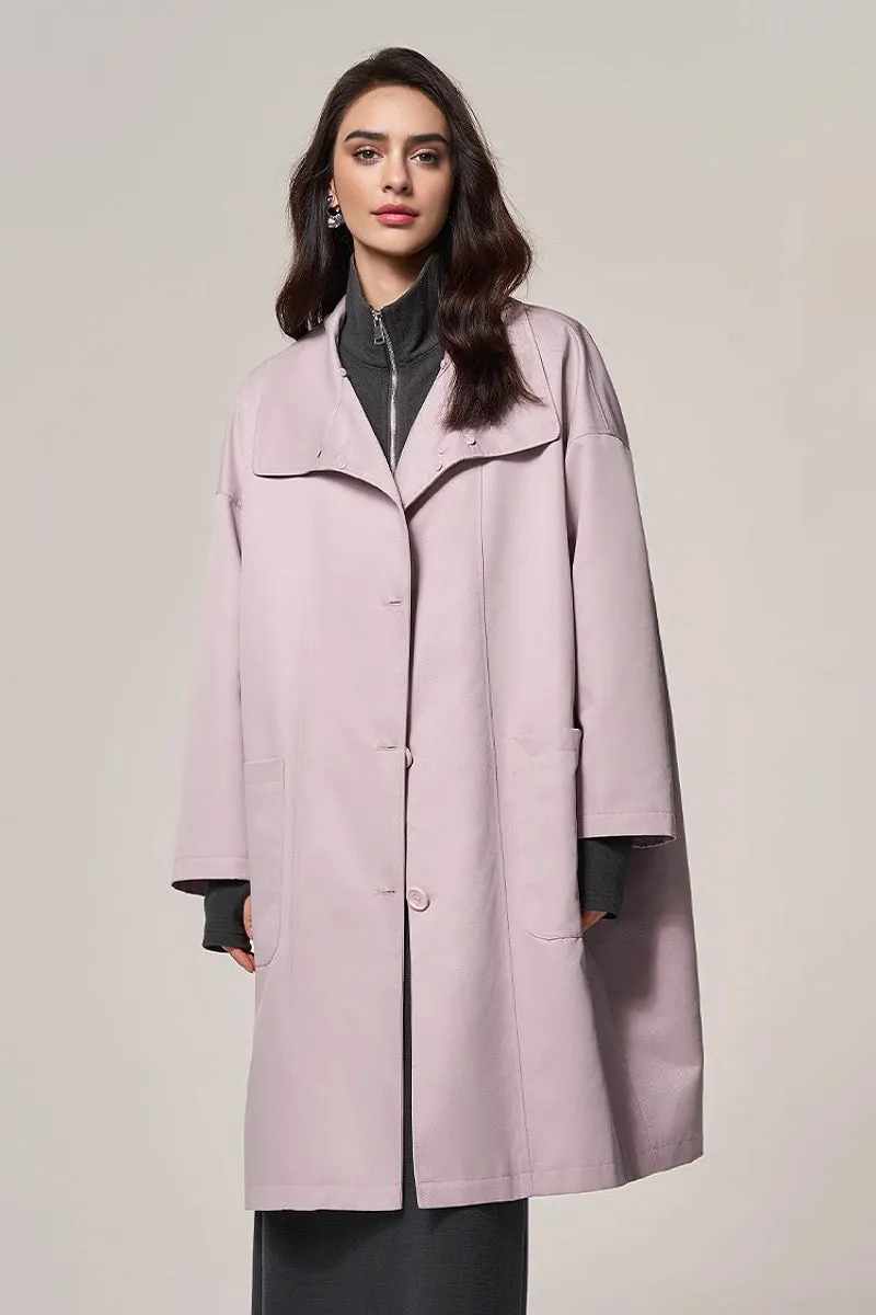 Rex Rabbit Fur Lined Shawl Collar Parka Coat with Detachable Fox Fur Collar