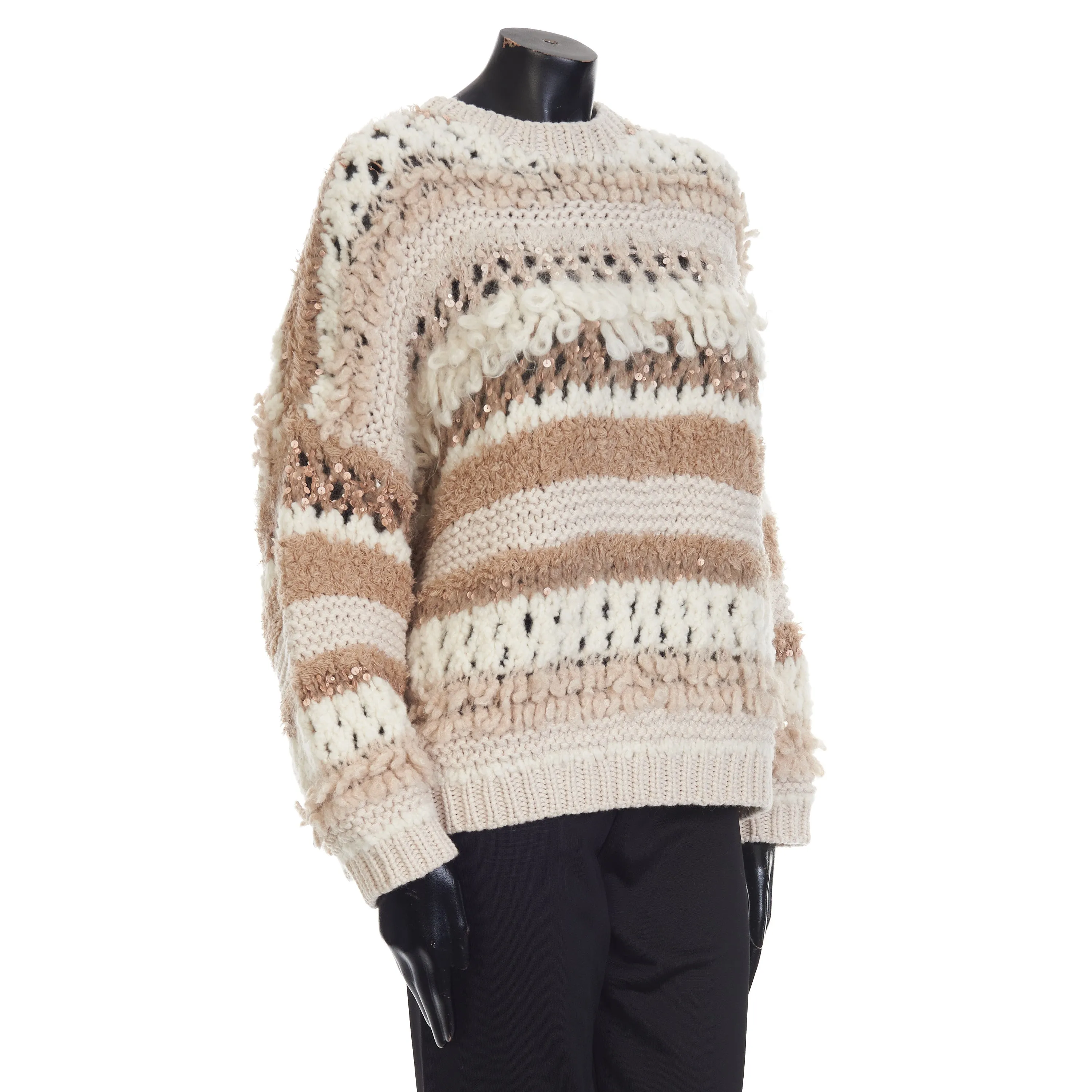 Sequined Cashmere Crewneck Sweater - Opera Knit, Textured