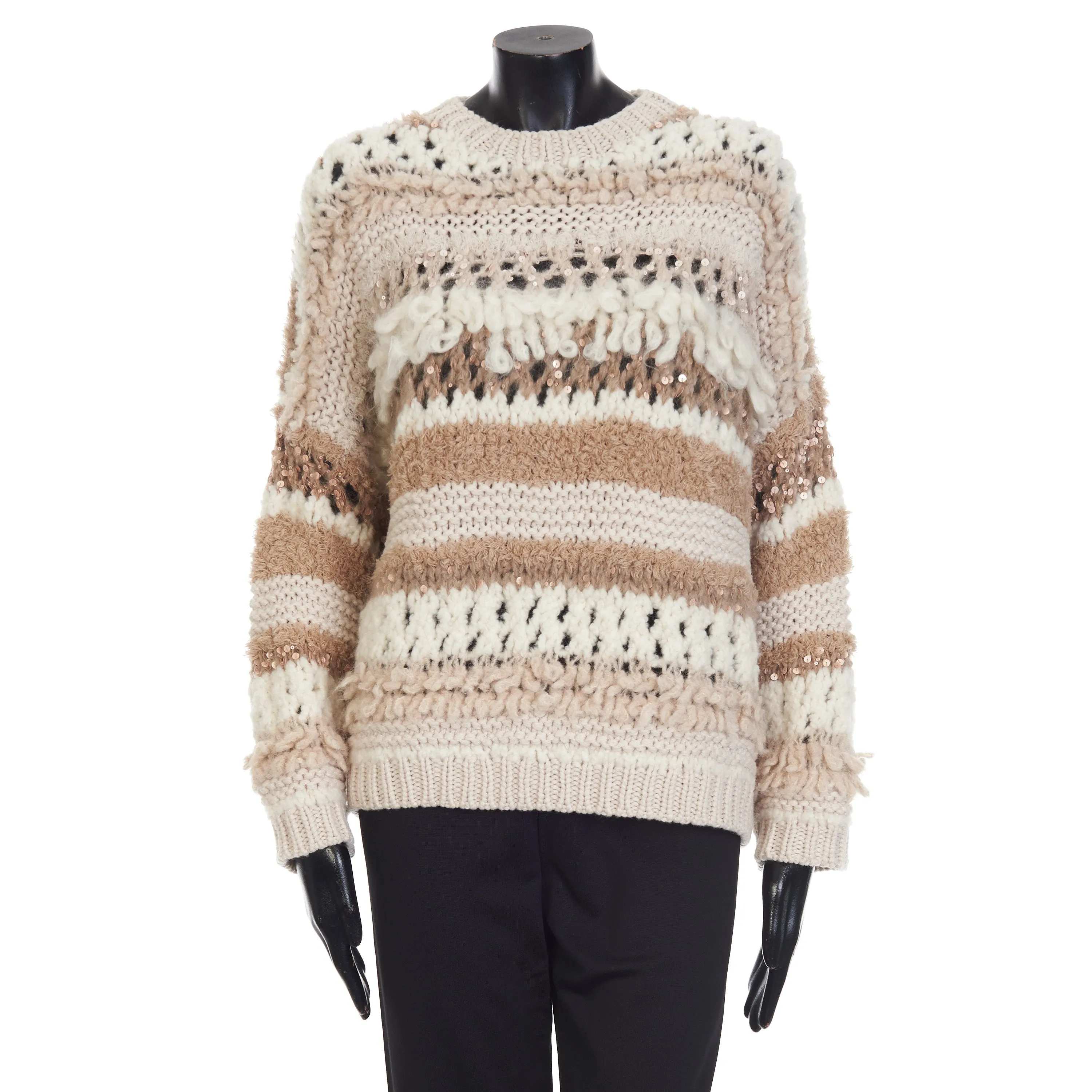 Sequined Cashmere Crewneck Sweater - Opera Knit, Textured