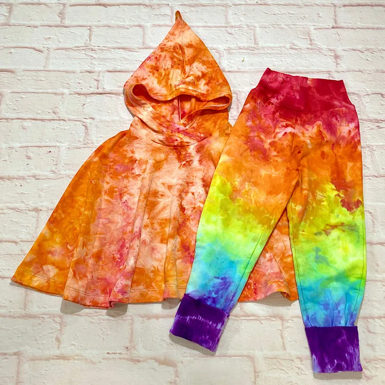 Size Med (3-6y) Winter Poncho - ICE-DYED Tangerine