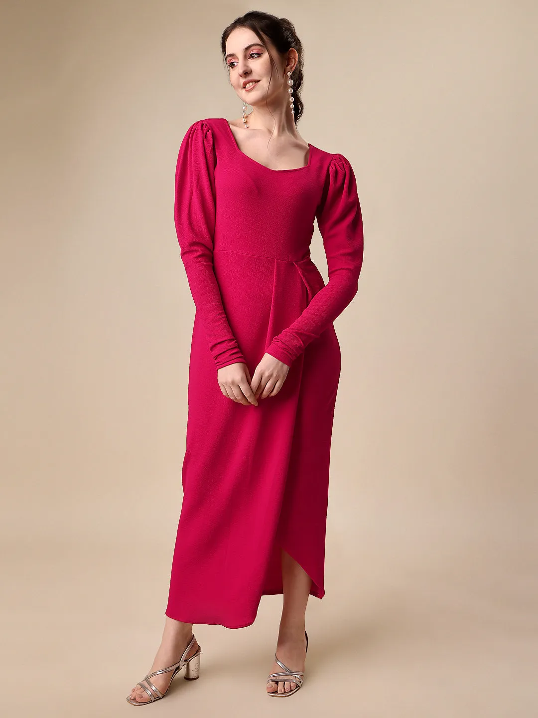 Solid Maxi Dress with Sweetheart Neck