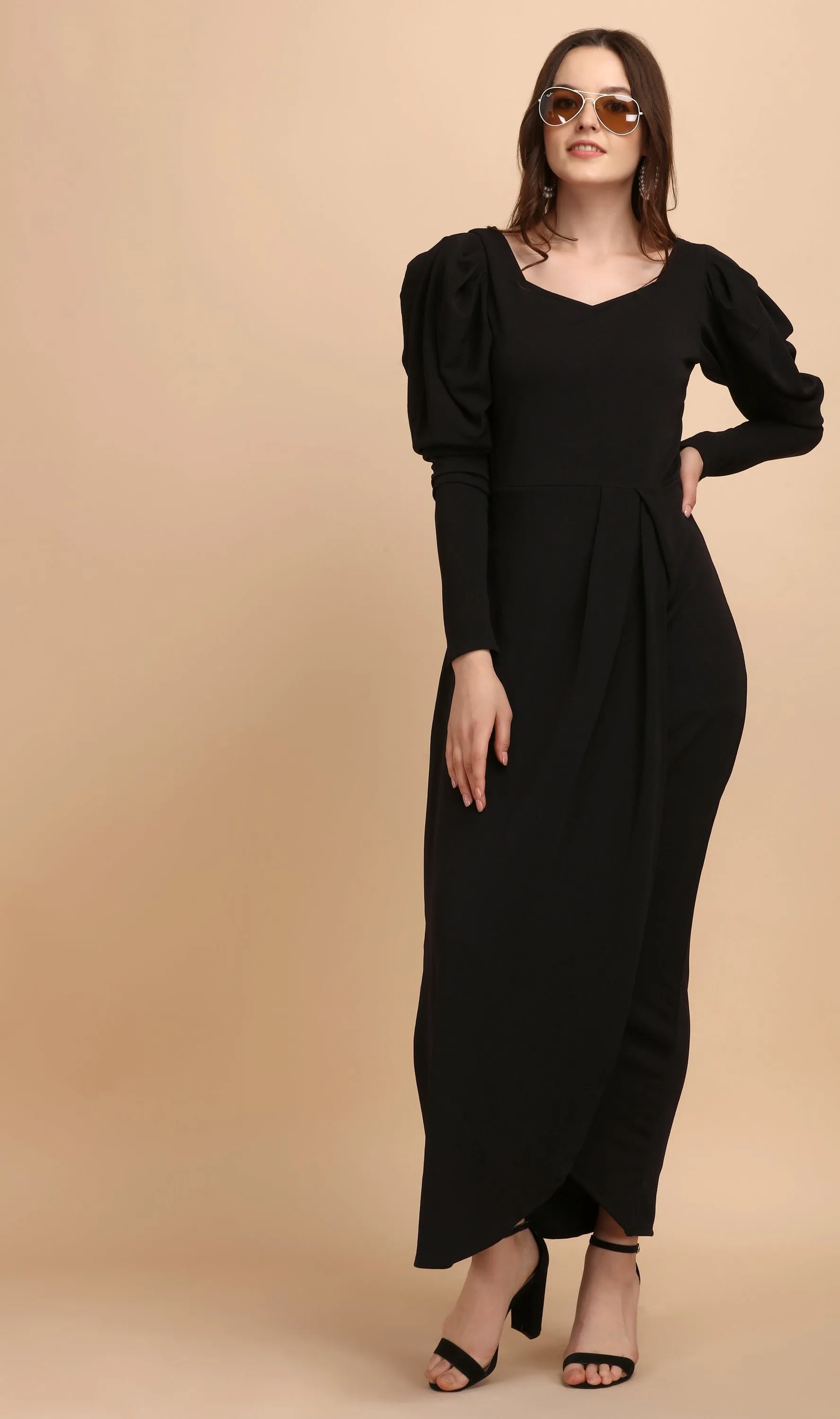 Solid Maxi Dress with Sweetheart Neck