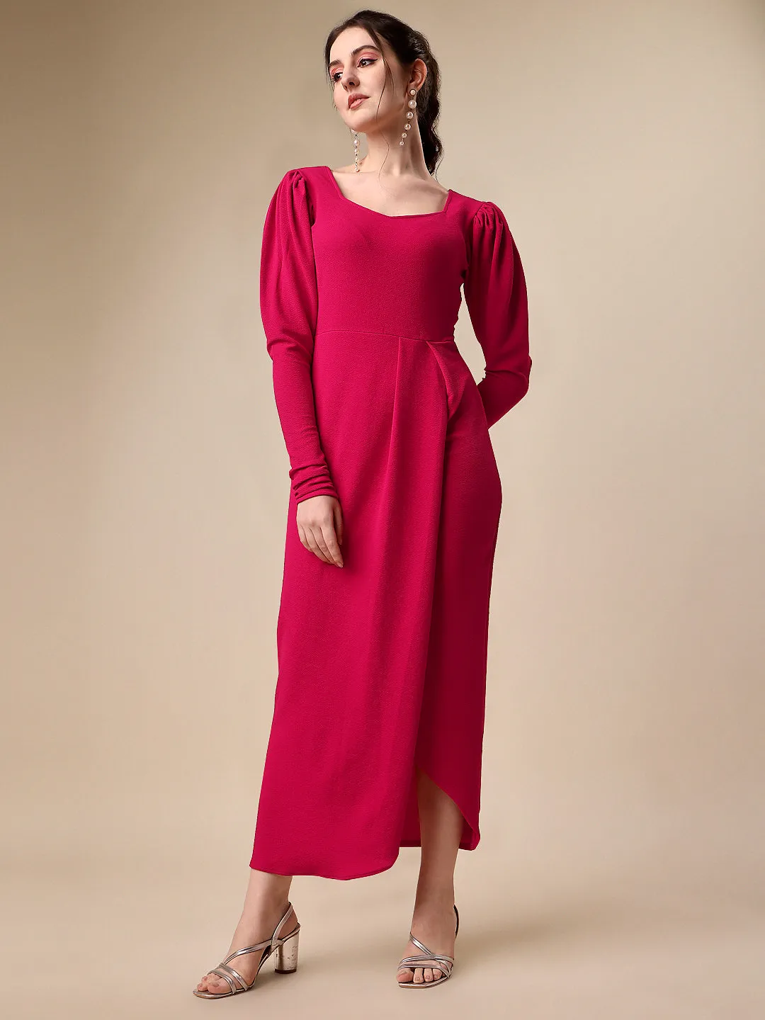 Solid Maxi Dress with Sweetheart Neck