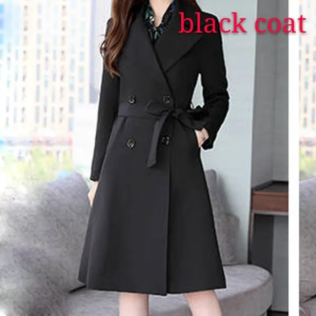 Spring Autumn Trench Coat Slim OL Ladies Trench Coat Women Dress Women Windbreakers Plus Size Two Pieces Women Sets Trench Coats