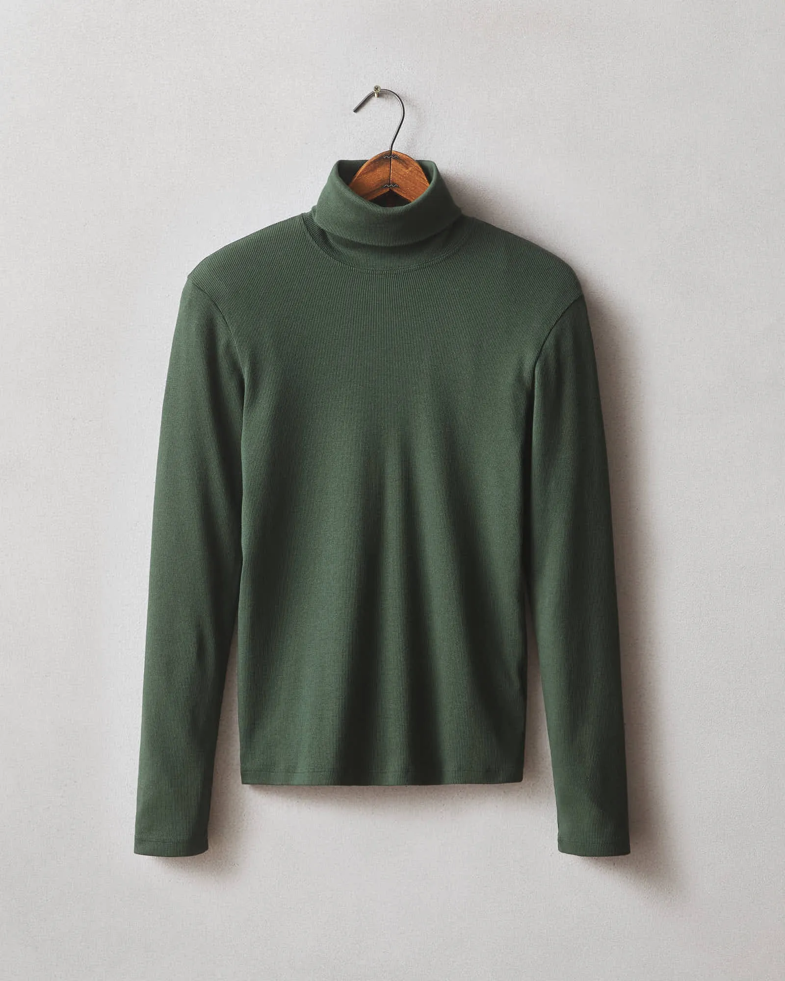 Stretch Rib Turtleneck - Green Moss