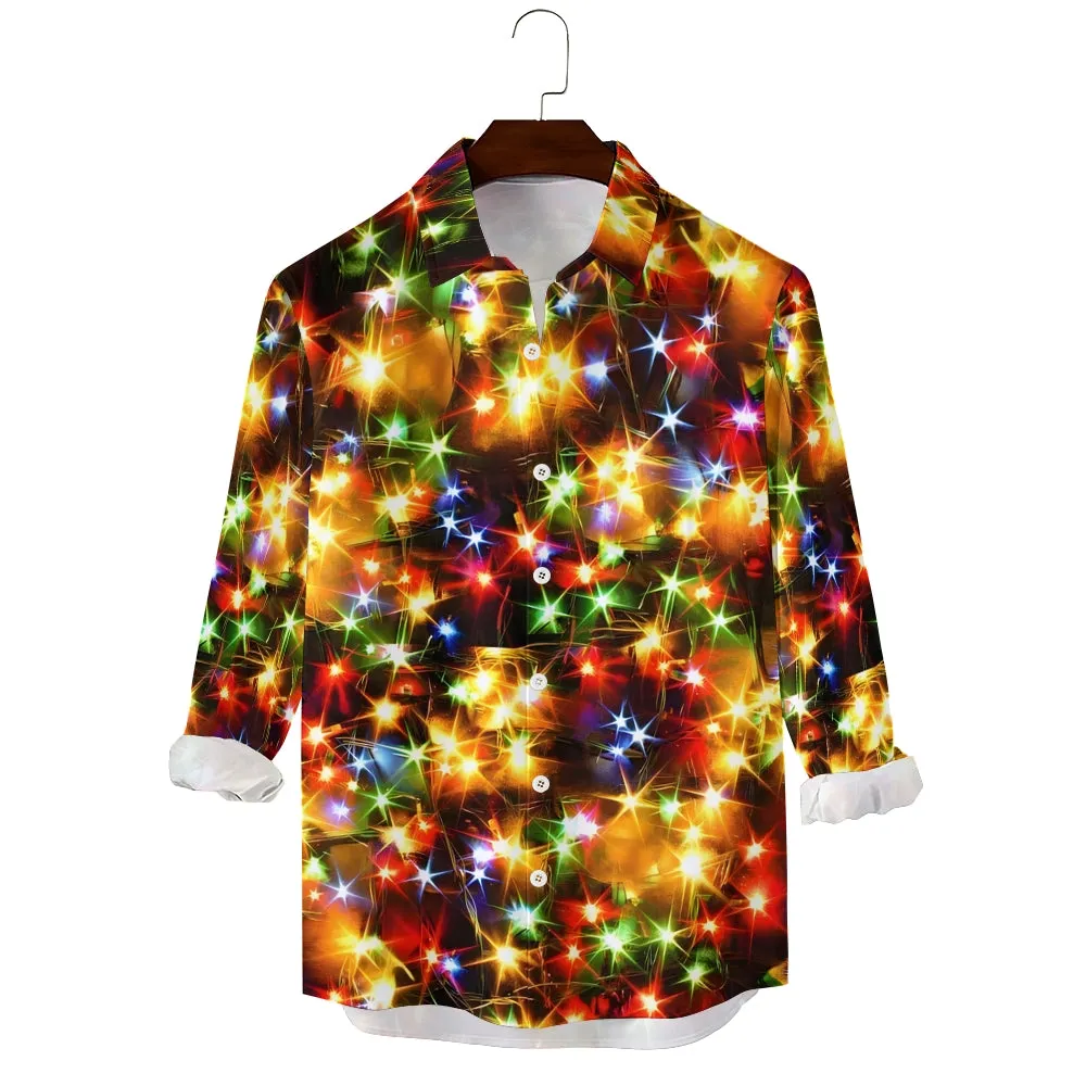 String Light Print Long Sleeve Shirt