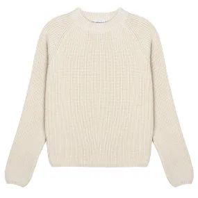 Sunspel Womens Cotton Boxy Crew Neck Sweater Ecru