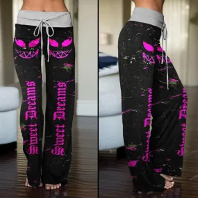 Sweet Dream Pink Skull Smile High-waisted Straight-leg Trousers