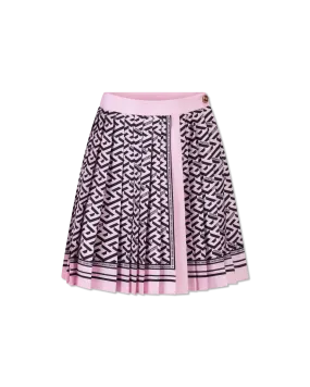 Twill Monogram Pleated Mini Skirt