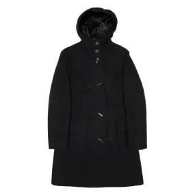 UNITED COLOURS OF BENETTON Womens Duffle Coat Black Knit Wool Hooded M