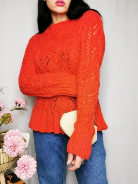 Vintage 90s handmade orange peplum jumper top