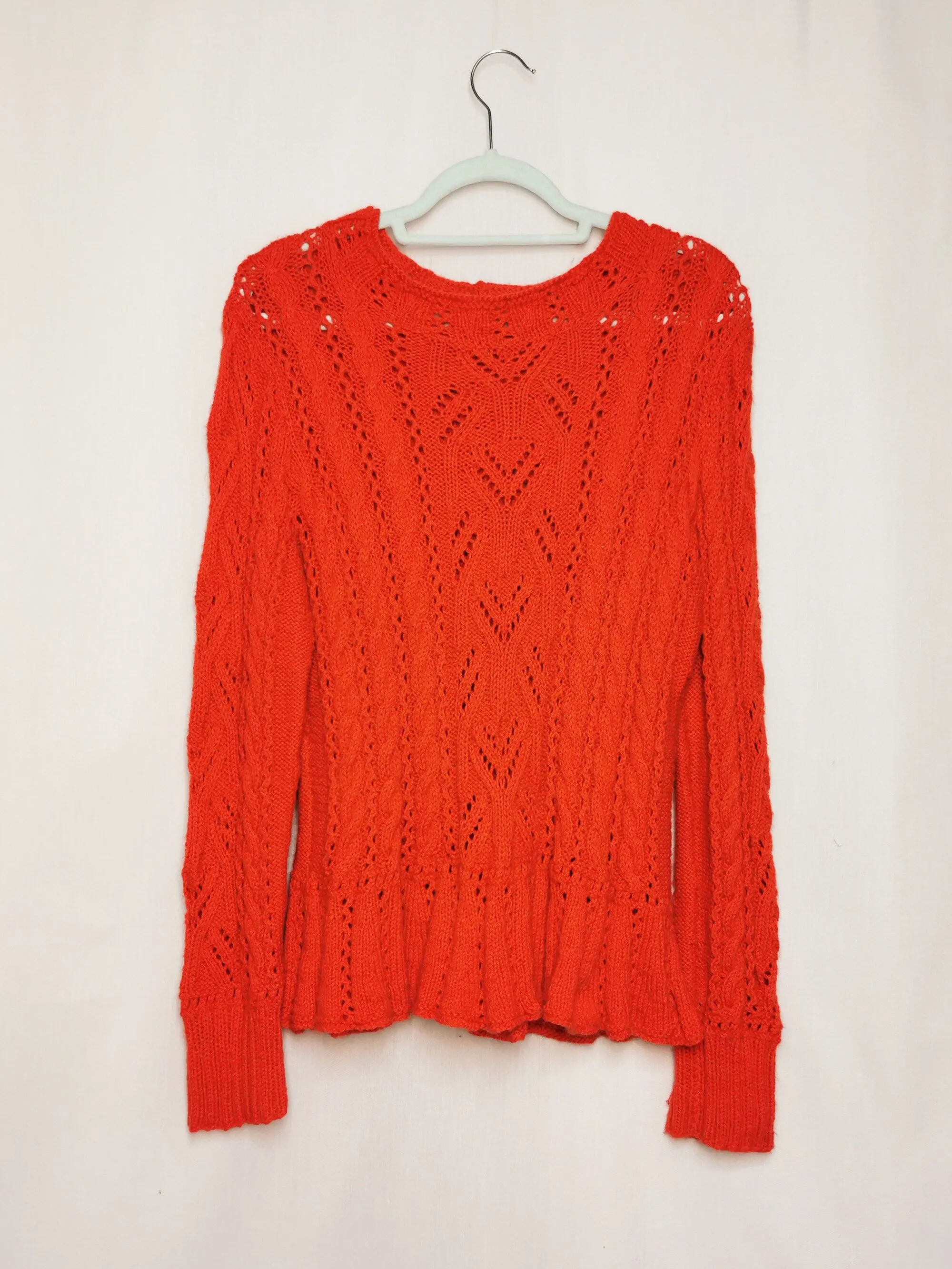 Vintage 90s handmade orange peplum jumper top