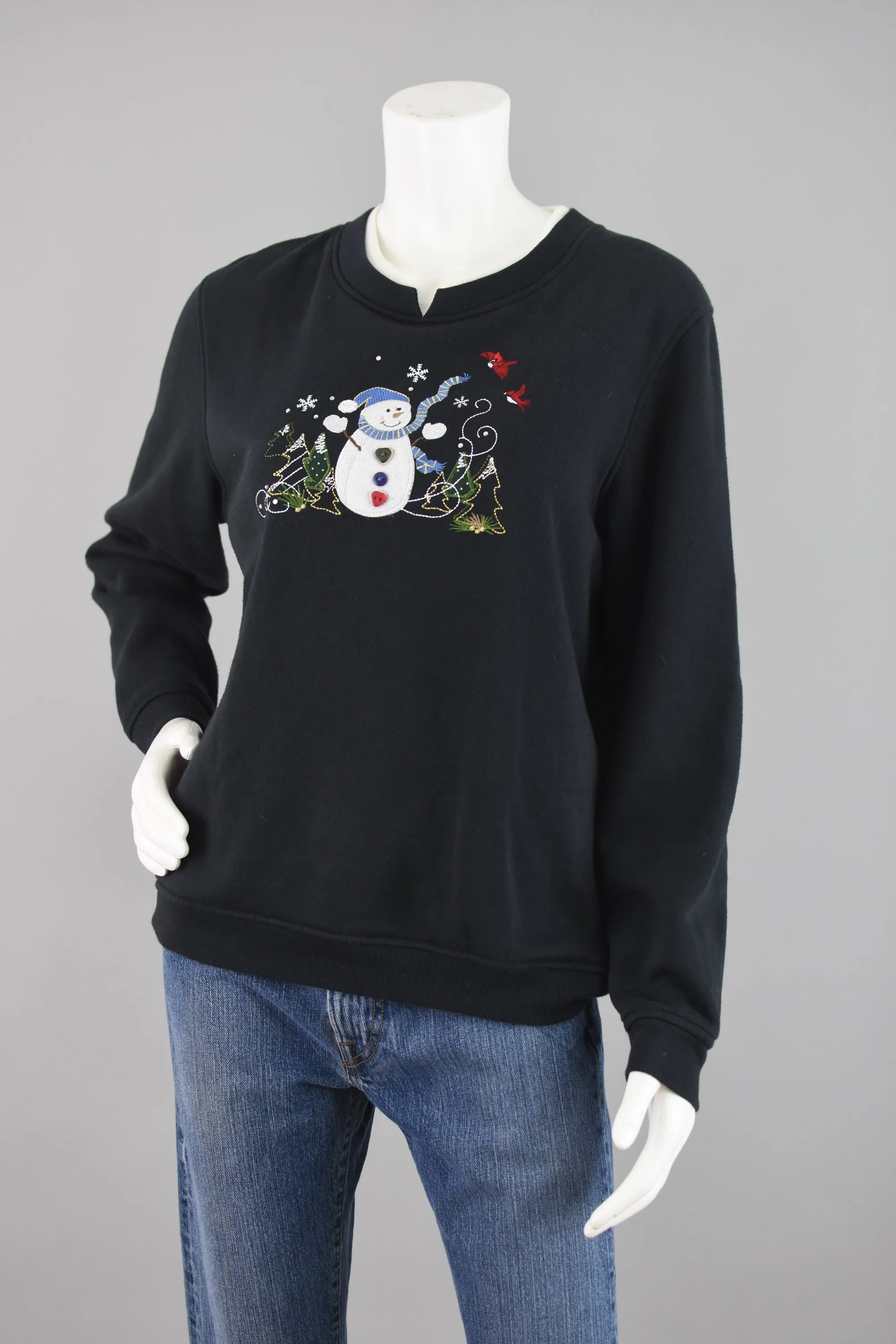 Vintage Ugly Christmas Snowman Sweatshirt Women's Medium