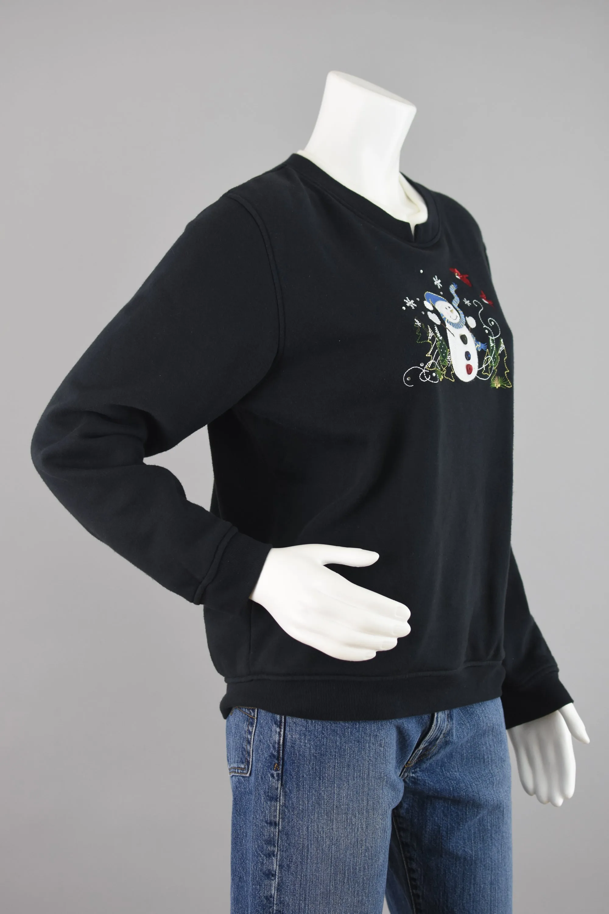 Vintage Ugly Christmas Snowman Sweatshirt Women's Medium