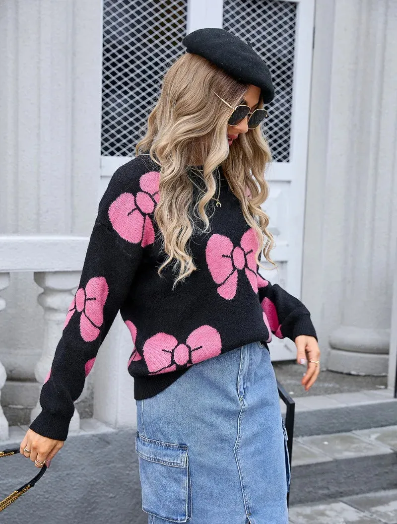 Women Bow Knitted Jumper for Trendy Winter Looks