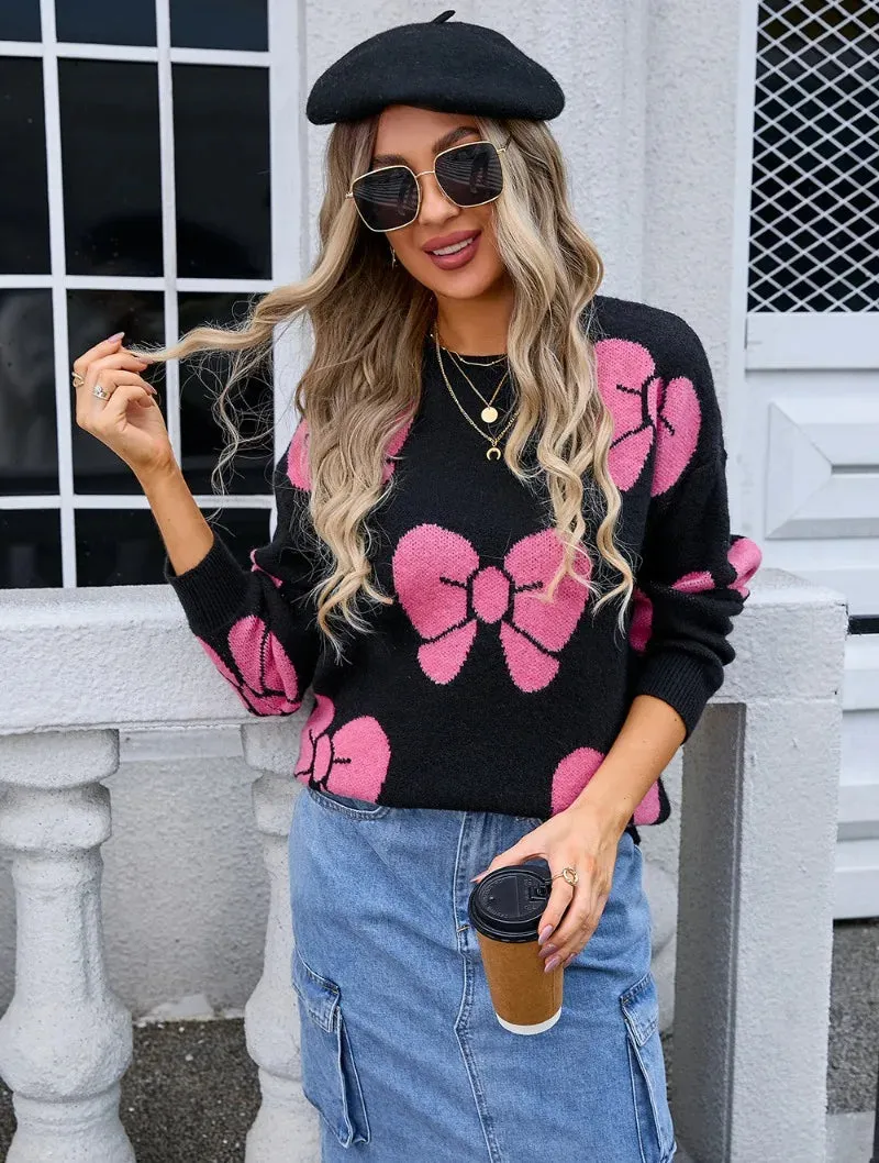 Women Bow Knitted Jumper for Trendy Winter Looks