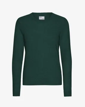 Women Light Merino Wool Crew - Emerald Green