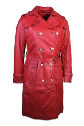 Women Red Leather Coat