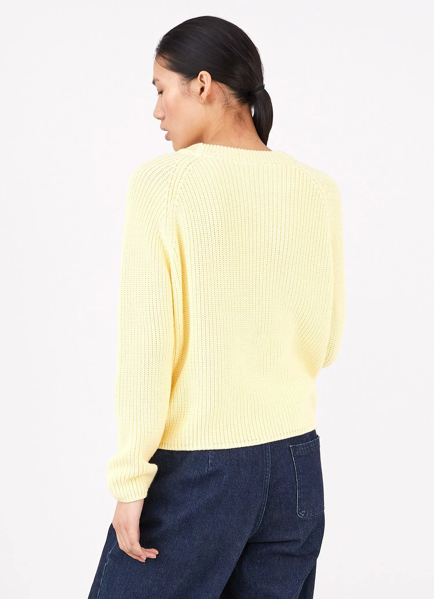 Women's Boxy Crew Neck Jumper in Lemon