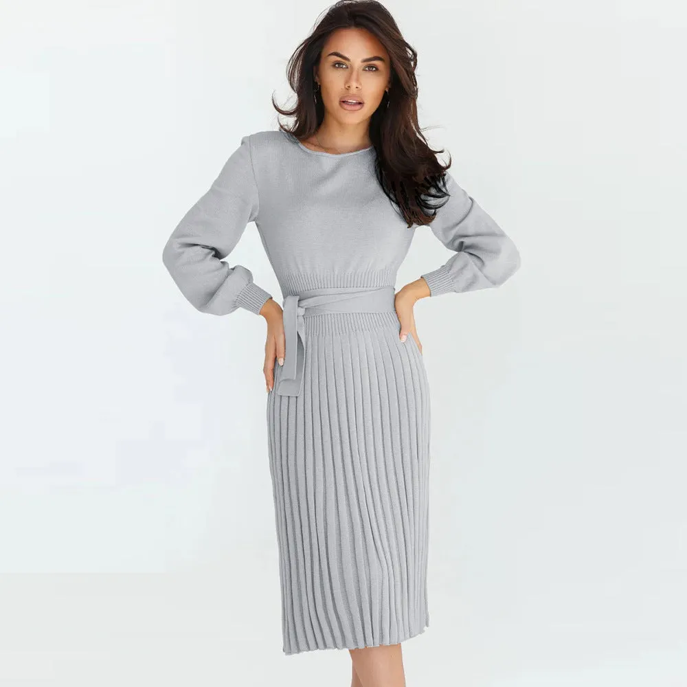 Women's Knitted Long Sleeve Dress Mid-length Sweaters