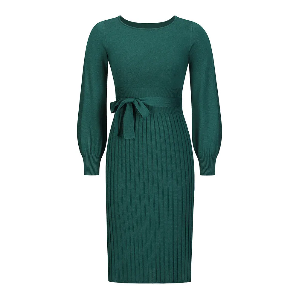 Women's Knitted Long Sleeve Dress Mid-length Sweaters