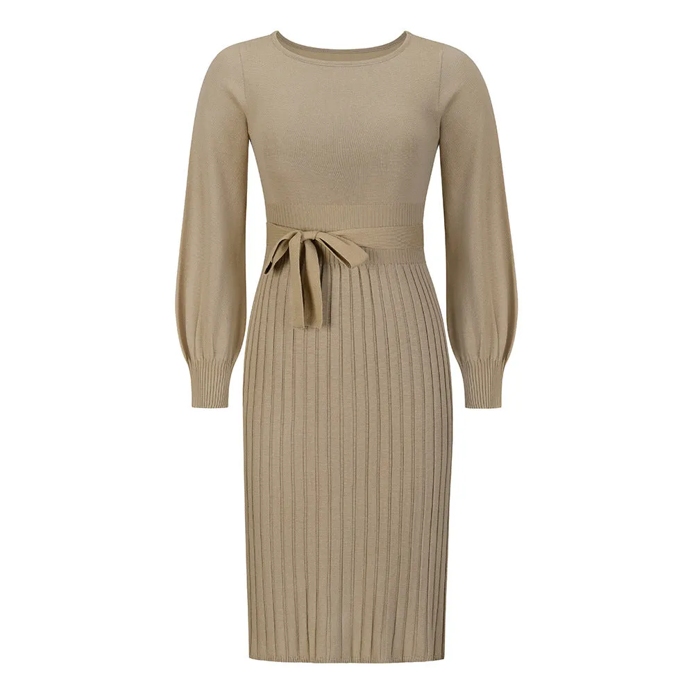 Women's Knitted Long Sleeve Dress Mid-length Sweaters