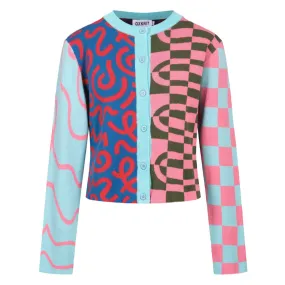 Women's multi-colored patterned art cardigan sweater