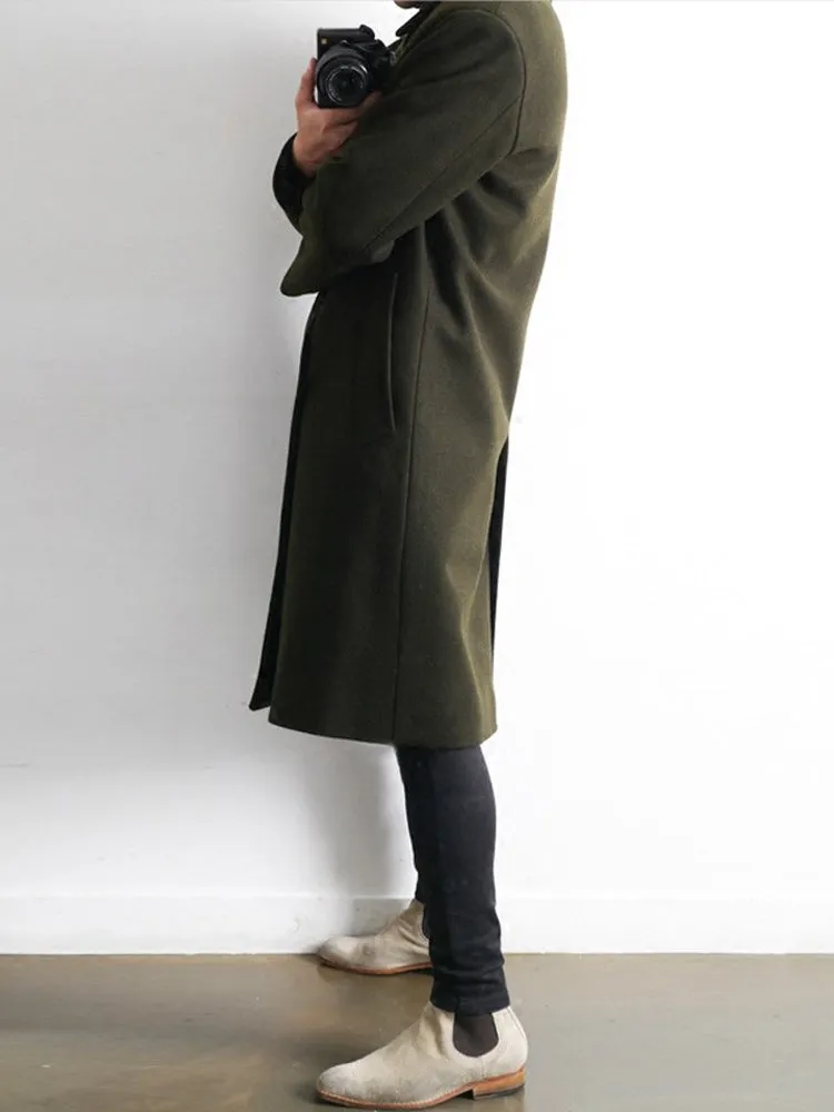 Woolen Men's Mid-length Trench Coat