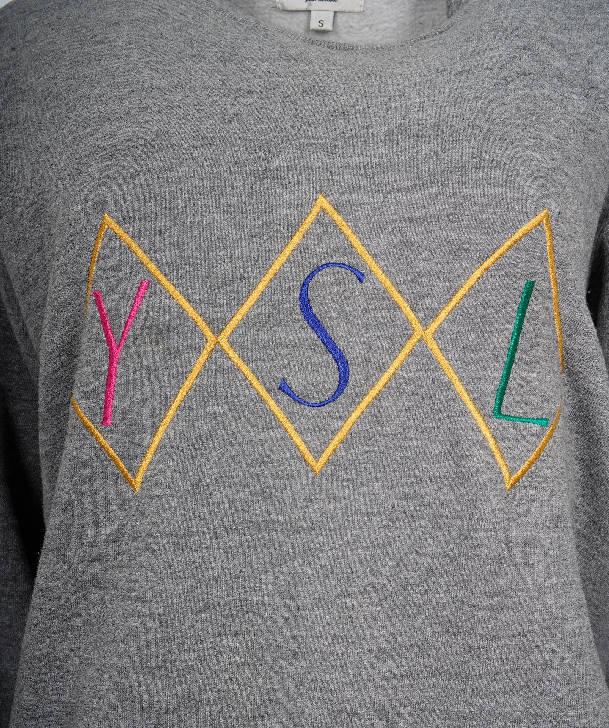 YSL Grey Multi Coloured Crewneck Jumper  ALL0564