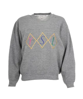 YSL Grey Multi Coloured Crewneck Jumper  ALL0564