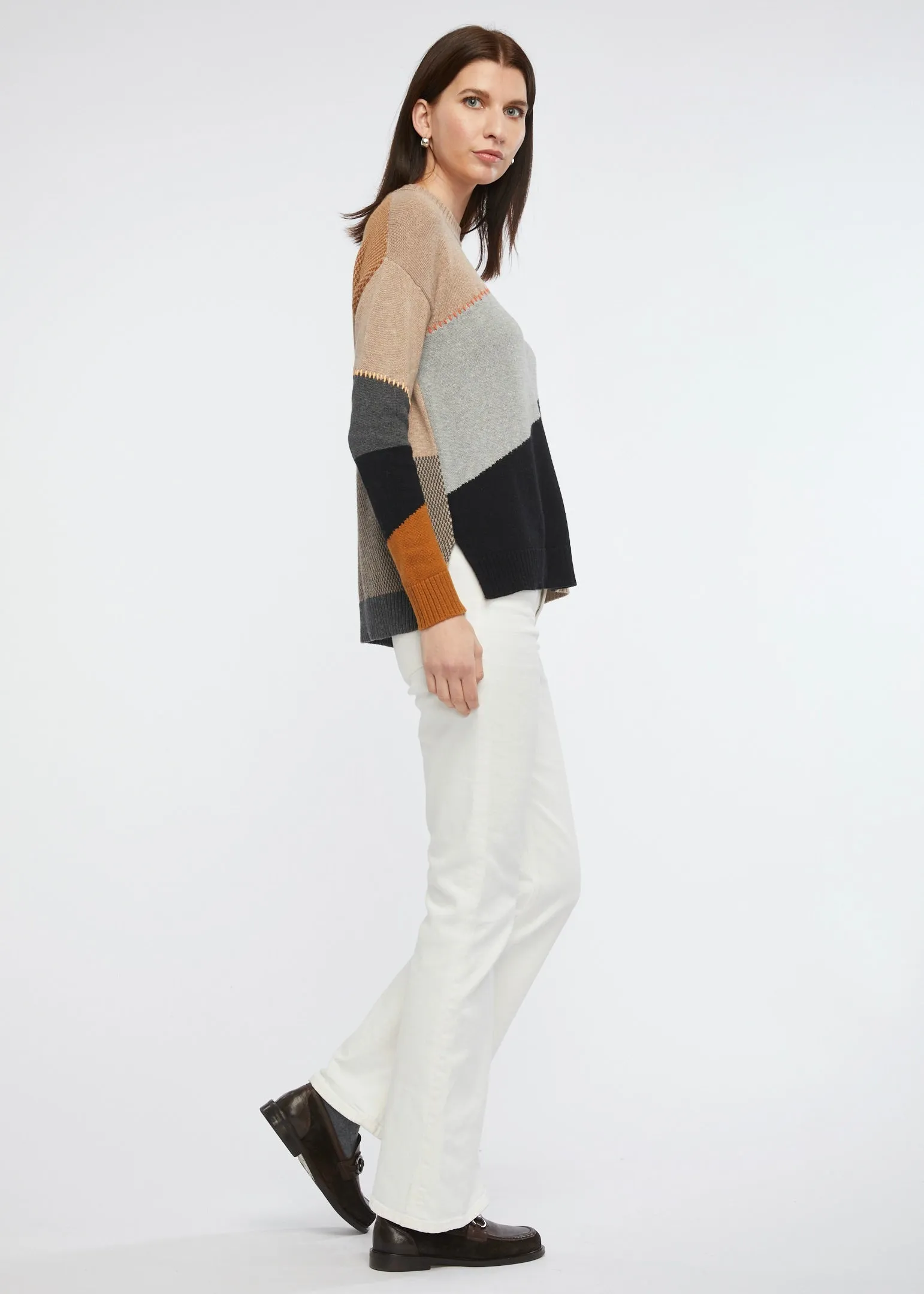 Zacket & Plover '6121 Patchwork Sweater' - Birch