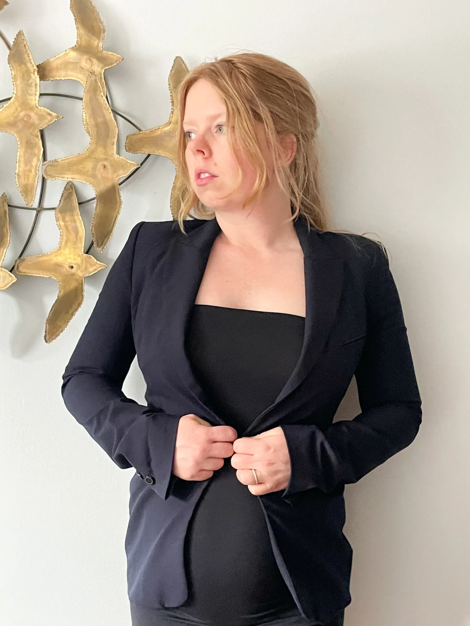 Zara Navy Long Blazer - Small